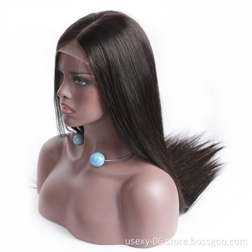 Wig vendors wholesale straight virgin brazilian wigs pre plucked human hair 360 lace frontal wigs for black women